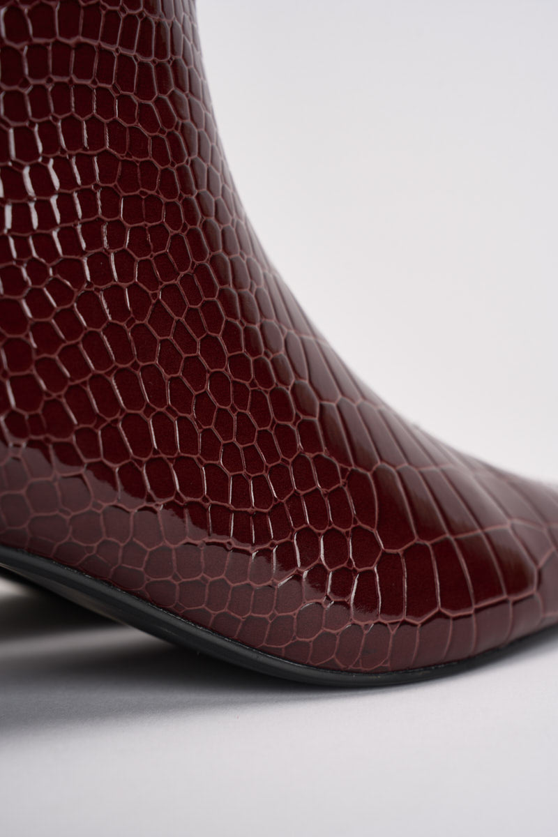 Stivaletti donna con tacco pitonato bordeaux 15356465 FIGH ONLY 