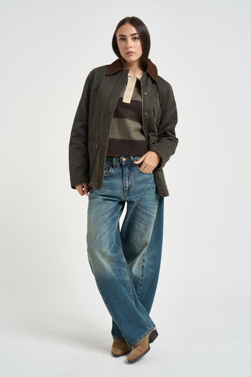 Giacca donna con colletto in velluto verde oliva 15357495 RAVEN ONLY 