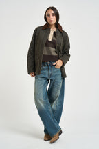 Giacca donna con colletto in velluto verde oliva 15357495 RAVEN ONLY 