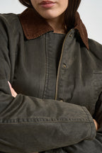 Giacca donna con colletto in velluto verde oliva 15357495 RAVEN ONLY 