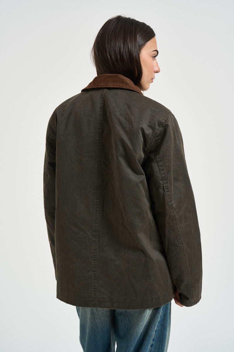 Giacca donna con colletto in velluto verde oliva 15357495 RAVEN ONLY 