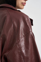 Giacca donna in ecopelle bordeaux 15373024 RUM ONLY 