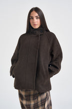 Cappotto donna corto marrone scuro 15373247 DELICIOSO ONLY 