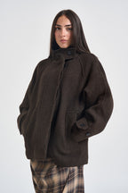 Cappotto donna corto marrone scuro 15373247 DELICIOSO ONLY 