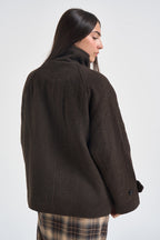 Cappotto donna corto marrone scuro 15373247 DELICIOSO ONLY 