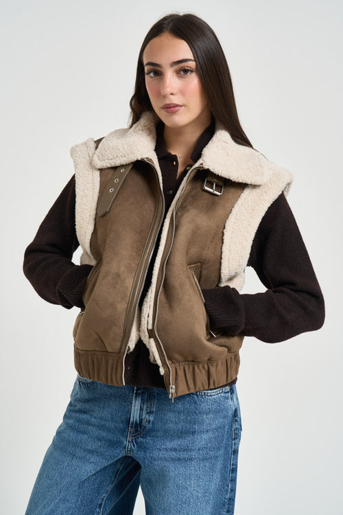 Smanicato donna effetto montone taupe - 2