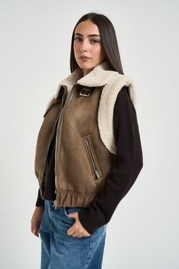 Smanicato donna effetto montone taupe - 4