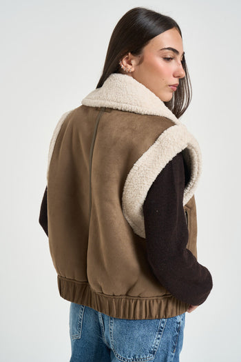 Smanicato donna effetto montone taupe - 5