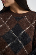 Maglia donna a rombi multicolor marrone 15378140 COFFEE BEAN ONLY 