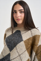 Maglia donna a rombi multicolor grigio 15378140 OATMEAL ONLY 