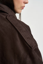 Giacca donna corta in suede moro 15381024 CHOCOLATE TOART ONLY 