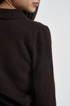 Cardigan donna con colletto e zip marrone 15382508 COFFEE BEAN ONLY 