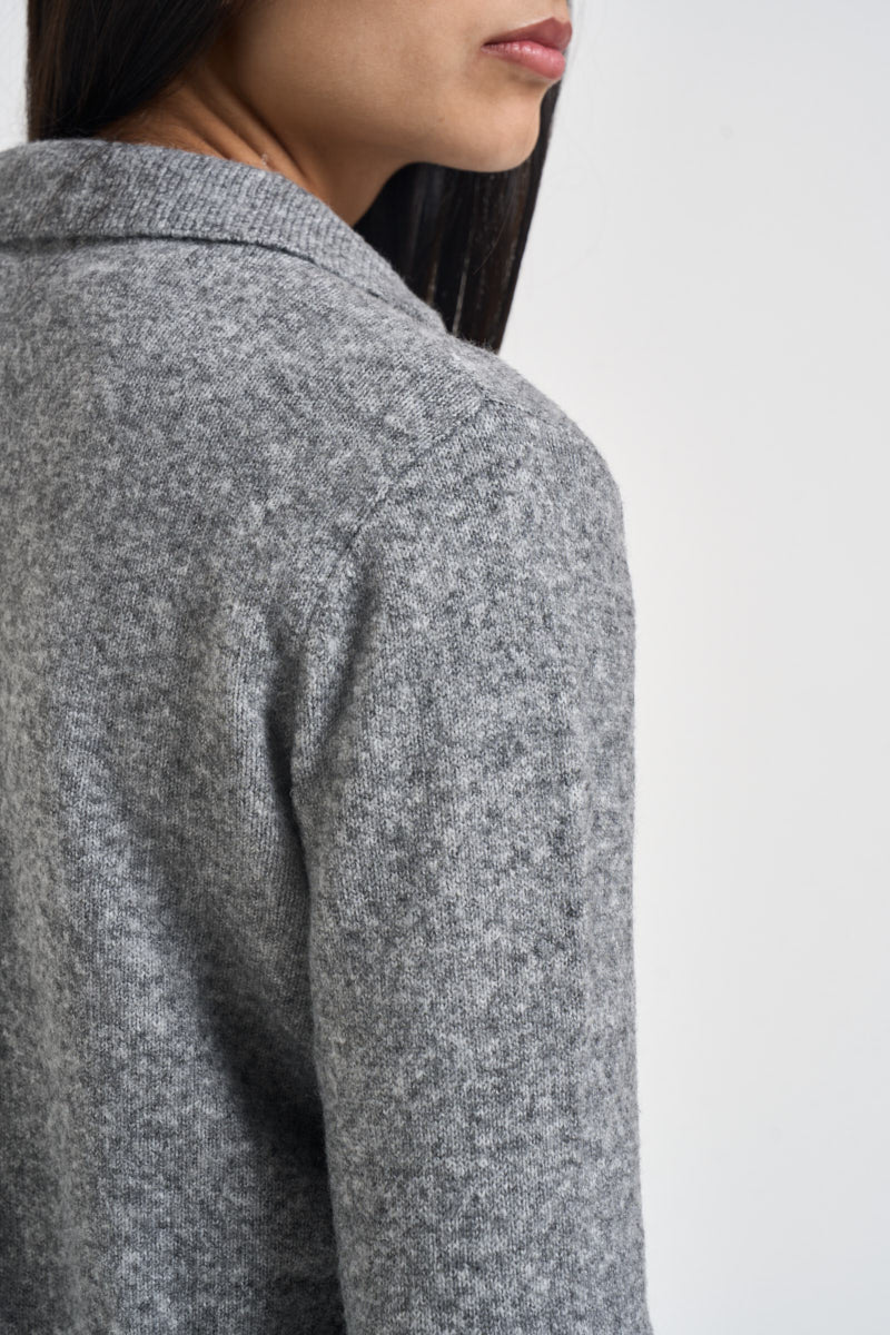 Cardigan donna con zip grigio mélange 15382508 MEDIUM GREY ONLY 