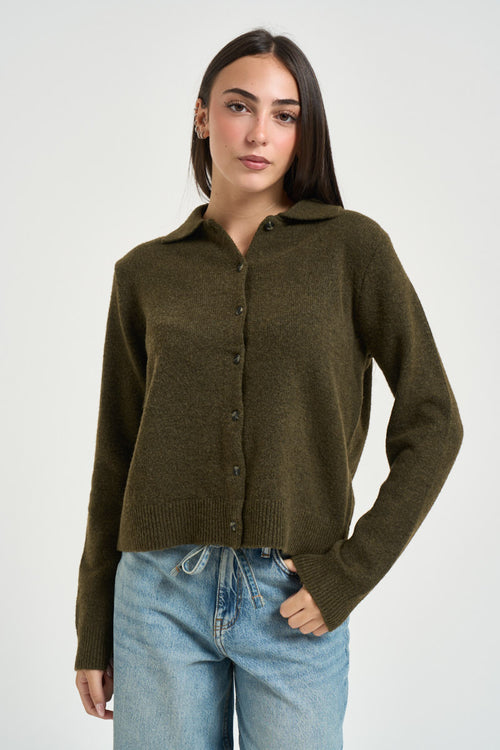 Cardigan donna Onlaliva con bottoni verde oliva - 1