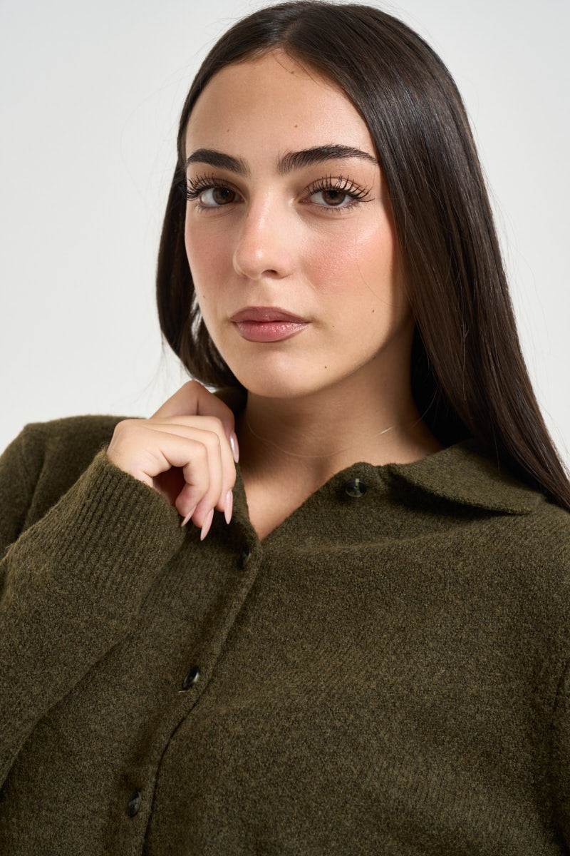 Cardigan donna Onlaliva con bottoni verde oliva 15382533 BEECH ONLY 