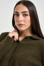 Cardigan donna Onlaliva con bottoni verde oliva 15382533 BEECH ONLY 