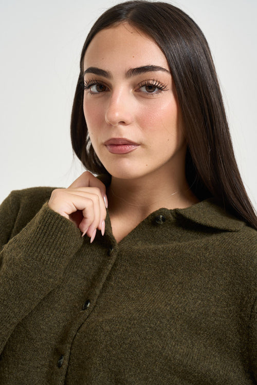Cardigan donna Onlaliva con bottoni verde oliva - 2