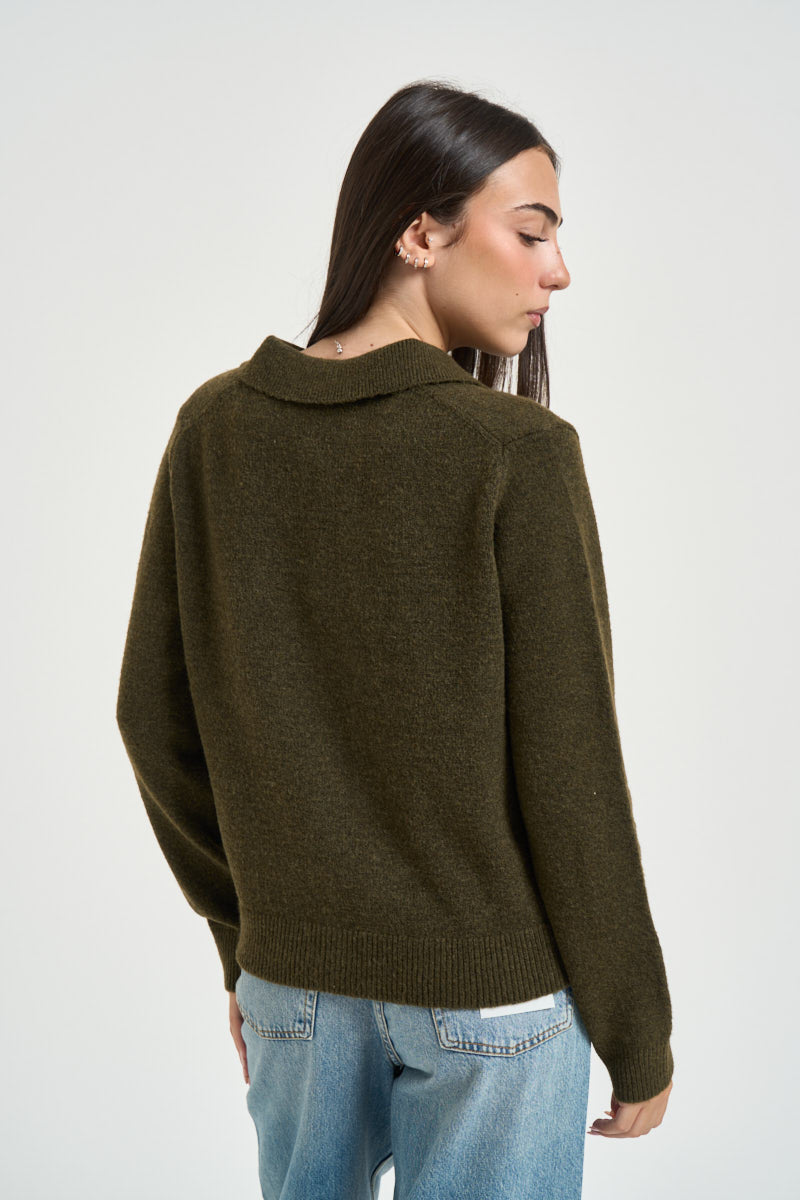 Cardigan donna Onlaliva con bottoni verde oliva 15382533 BEECH ONLY 