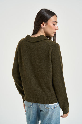 Cardigan donna Onlaliva con bottoni verde oliva - 4