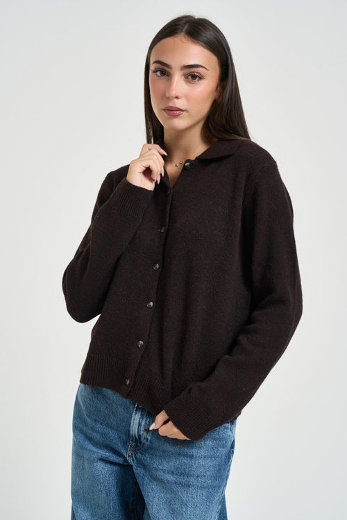 Cardigan donna Onlaliva con bottoni moro - 1