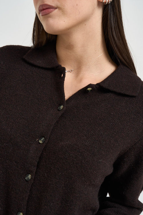 Cardigan donna Onlaliva con bottoni moro - 2