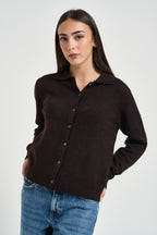 Cardigan donna Onlaliva con bottoni moro 15382533 COFFEE BEAN ONLY 