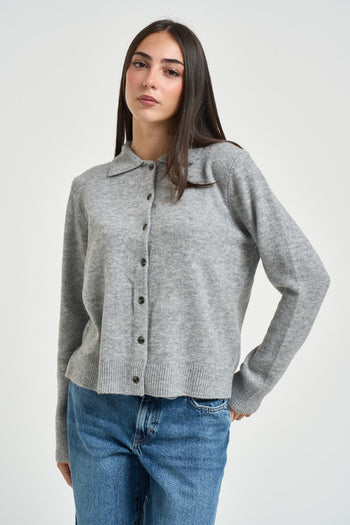 Cardigan donna Onlaliva con bottoni grigio chiaro - 3