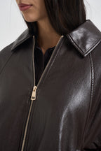 Giacca donna cropped in ecopelle marrone 15385182 CHOCOLATE TOART ONLY 
