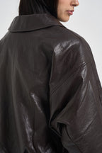 Giacca donna cropped in ecopelle marrone 15385182 CHOCOLATE TOART ONLY 