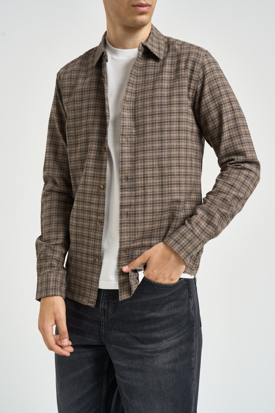 Camicia uomo a quadri tortora 22007112 WALNUT ONLY & SONS 