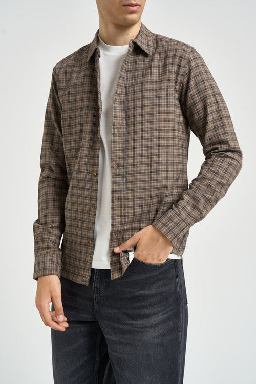 Camicia uomo a quadri tortora - 2