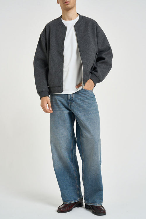 Bomber uomo alla coreana grigio antracite - 1