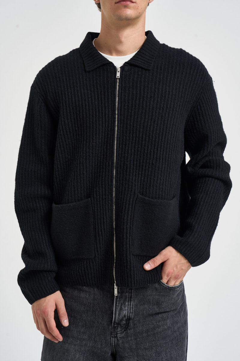 Cardigan uomo in maglia a coste nero 22039392 BLACK ONLY & SONS 