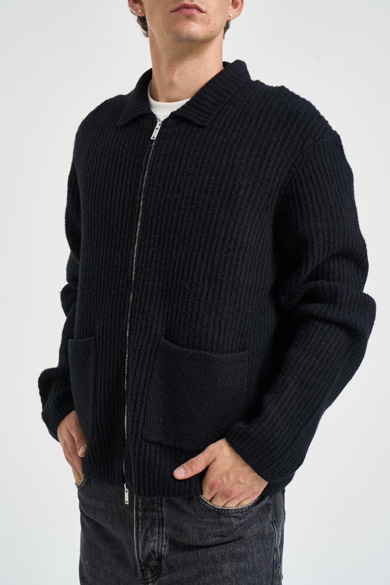 Cardigan uomo in maglia a coste nero 22039392 BLACK ONLY & SONS 