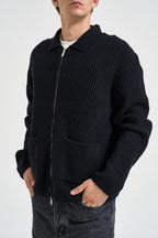 Cardigan uomo in maglia a coste nero 22039392 BLACK ONLY & SONS 