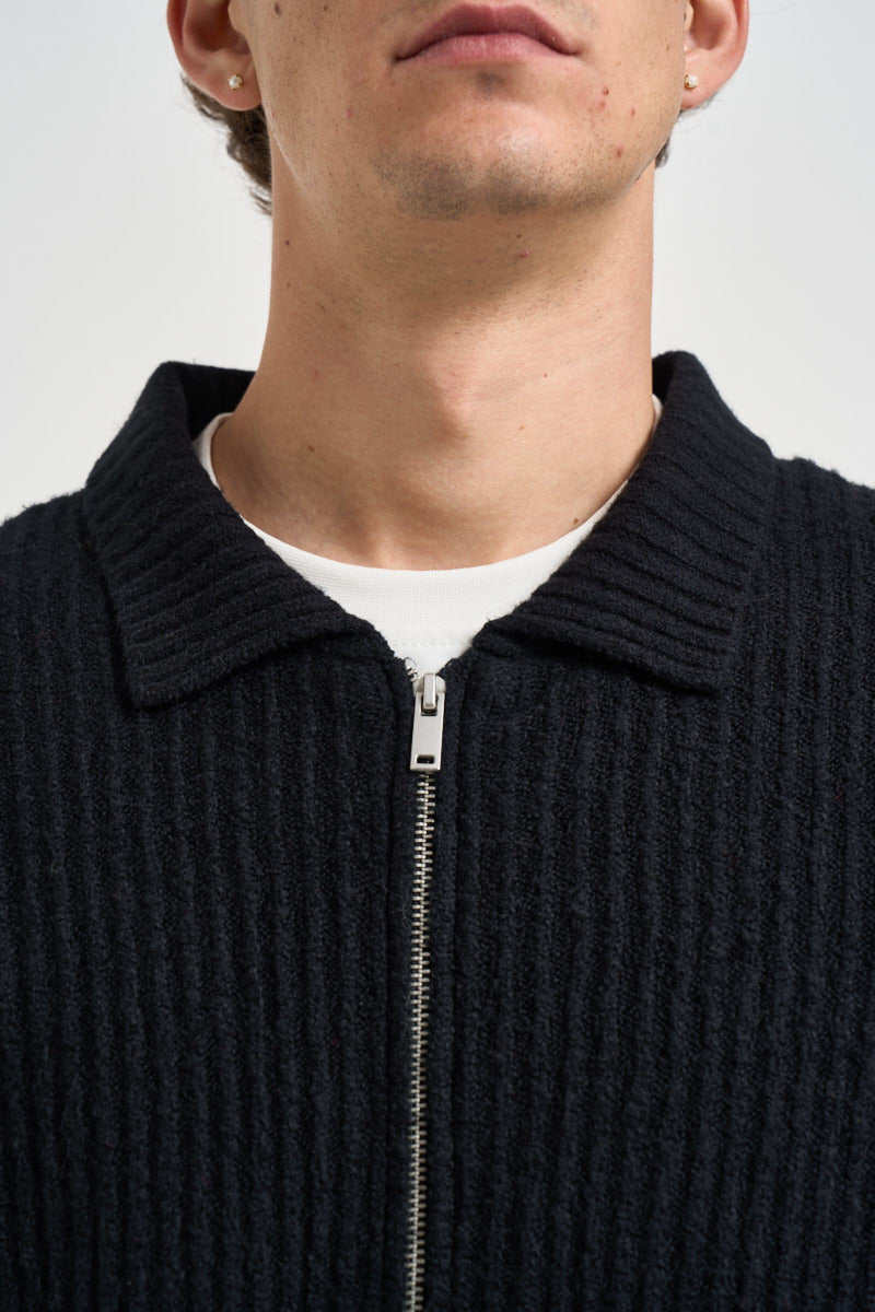 Cardigan uomo in maglia a coste nero 22039392 BLACK ONLY & SONS 