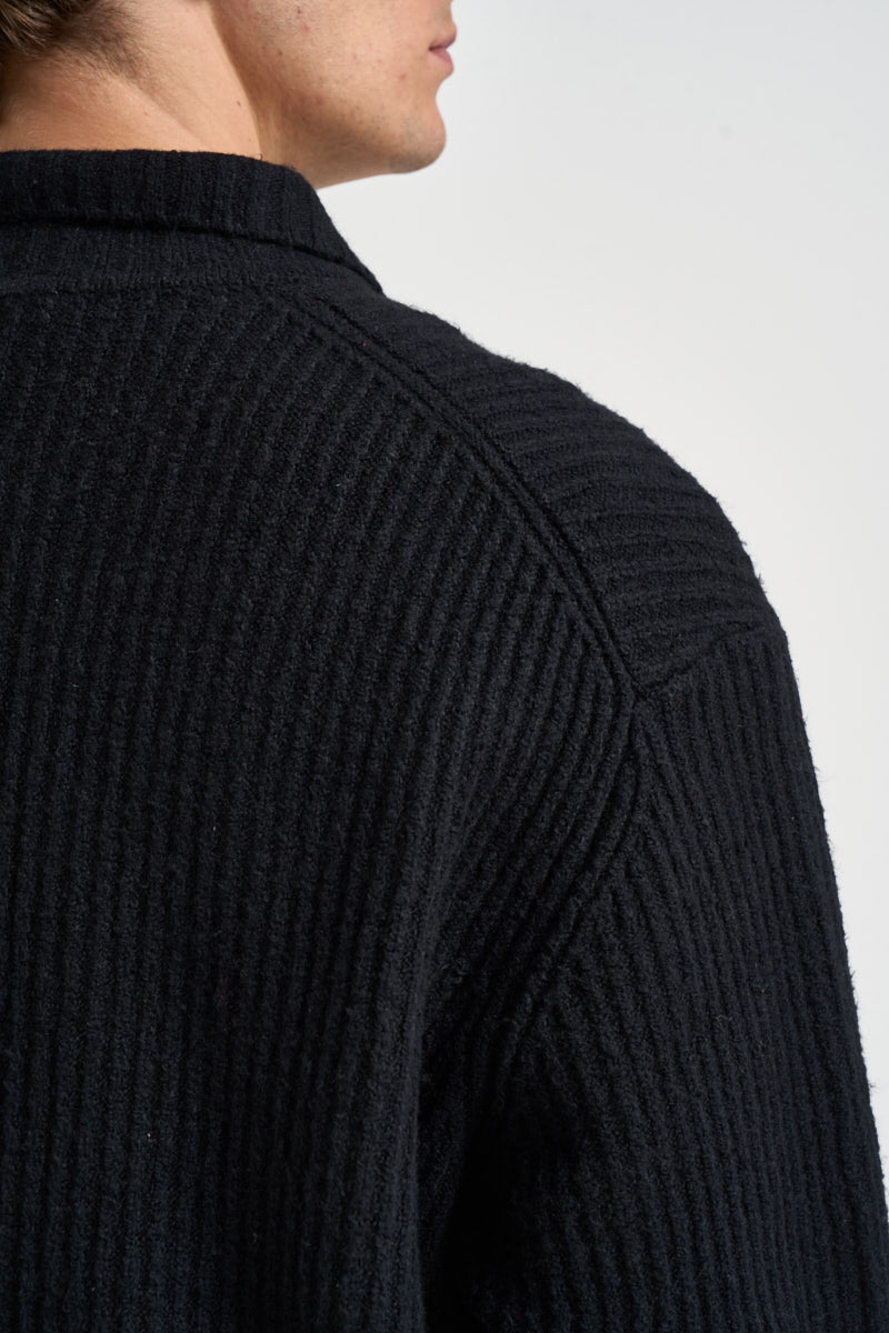Cardigan uomo in maglia a coste nero 22039392 BLACK ONLY & SONS 