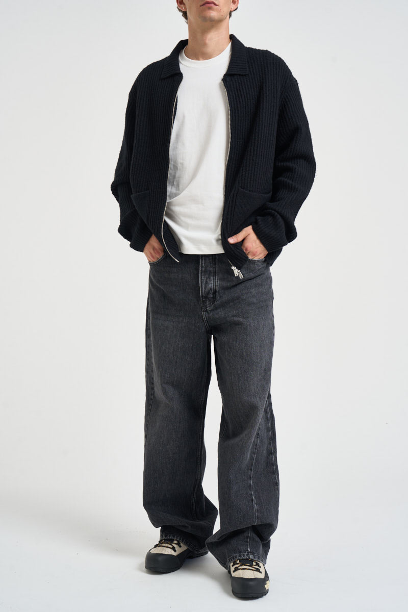 Cardigan uomo in maglia a coste nero 22039392 BLACK ONLY & SONS 