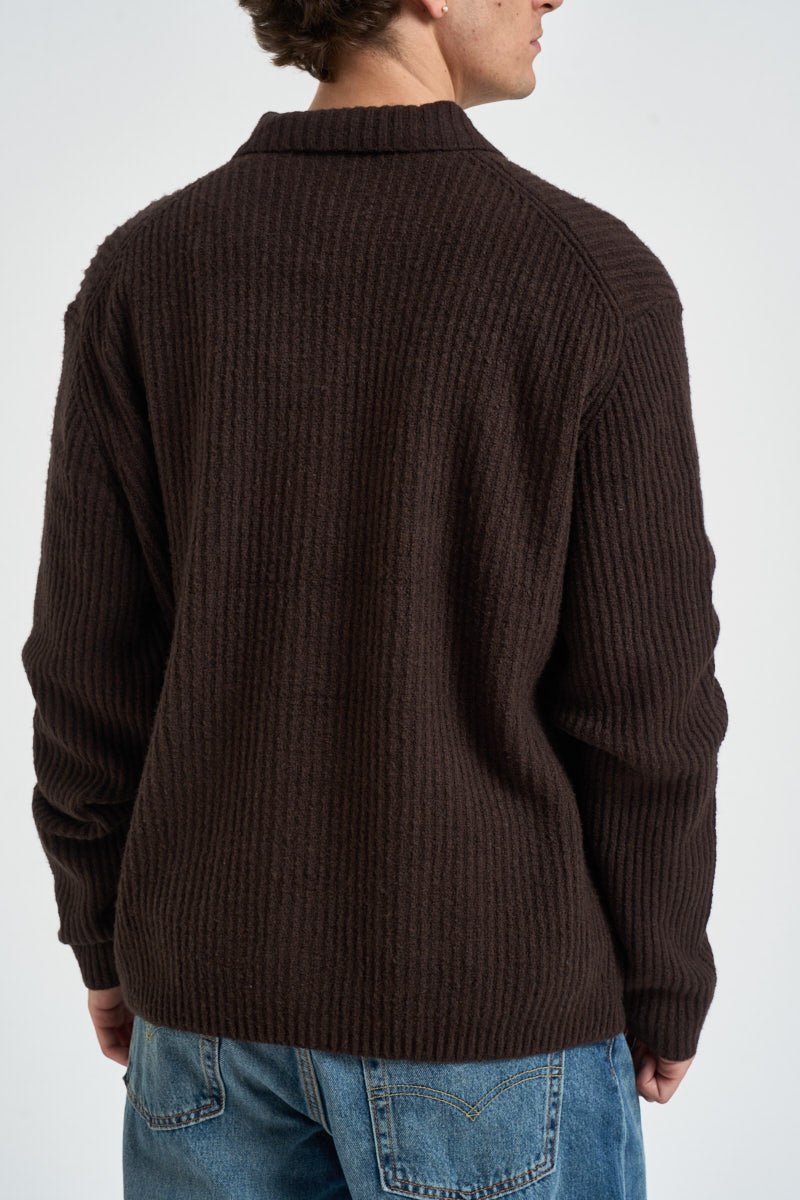 Cardigan uomo in maglia a coste marrone 22039392 DEMITASSE ONLY & SONS 