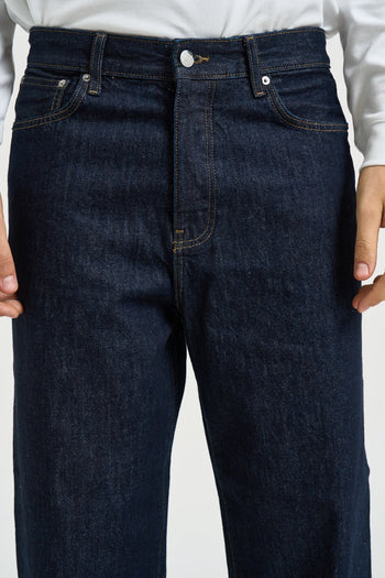 Jeans uomo gamba dritta in denim blu scuro - 5