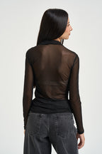 Maglia donna con maniche semitrasparenti nera 15141298 BLACK ONLY NOOS 