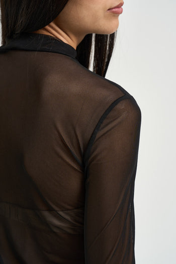 Maglia donna con maniche semitrasparenti nera - 5