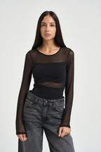 Body donna semitrasparente nero 15212500 BLACK ONLY NOOS 
