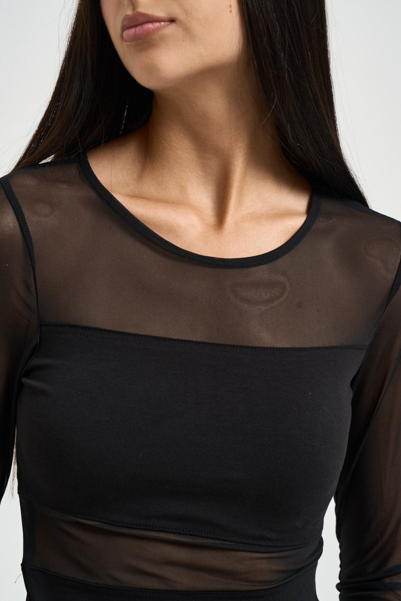 Body donna semitrasparente nero 15212500 BLACK ONLY NOOS 