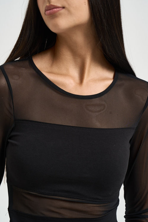 Body donna semitrasparente nero - 2