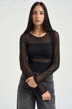 Body donna semitrasparente nero 15212500 BLACK ONLY NOOS 