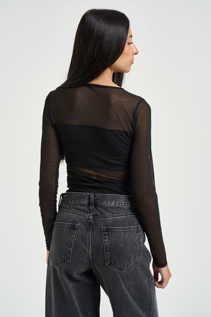 Body donna semitrasparente nero 15212500 BLACK ONLY NOOS 