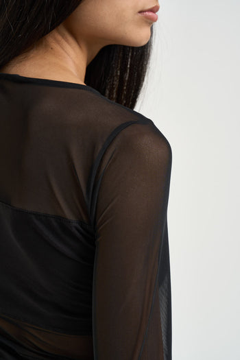 Body donna semitrasparente nero - 5