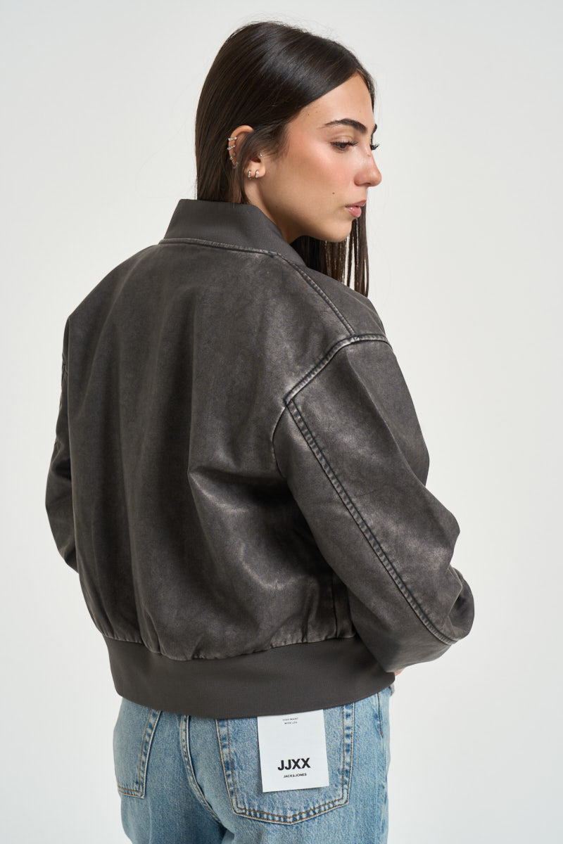 Giacca in ecopelle alla coreana nero slavato 15314240 BLACK WASHED ONLY NOOS 