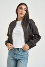 Giacca in ecopelle alla coreana marrone 15314240 CHOCOLATE BROWN ONLY NOOS 